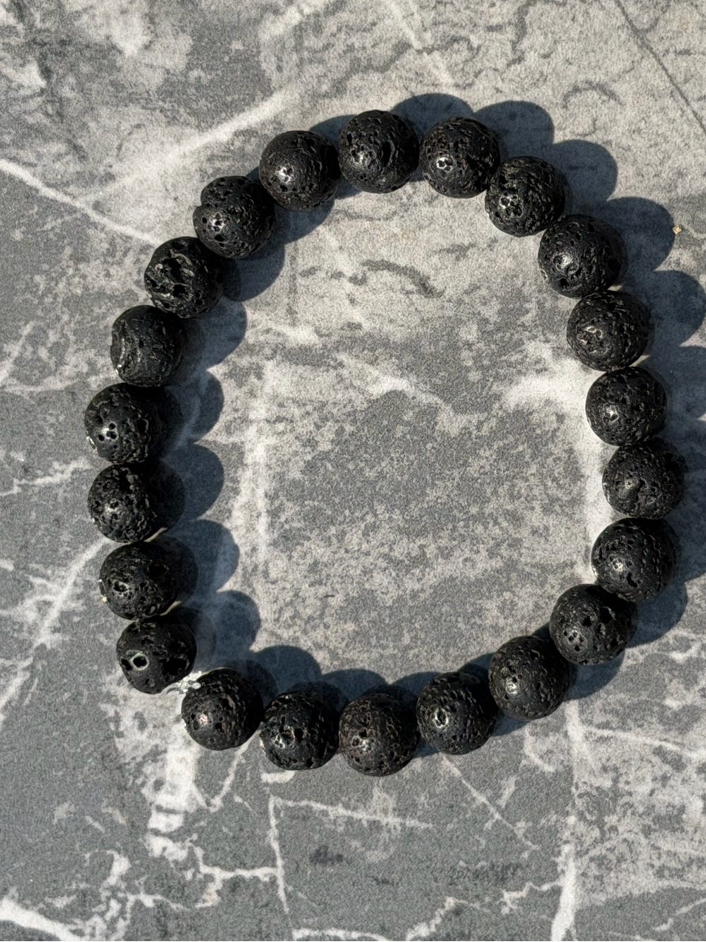 Black Lava Bead Stretch Bracelet - Classic Minimal